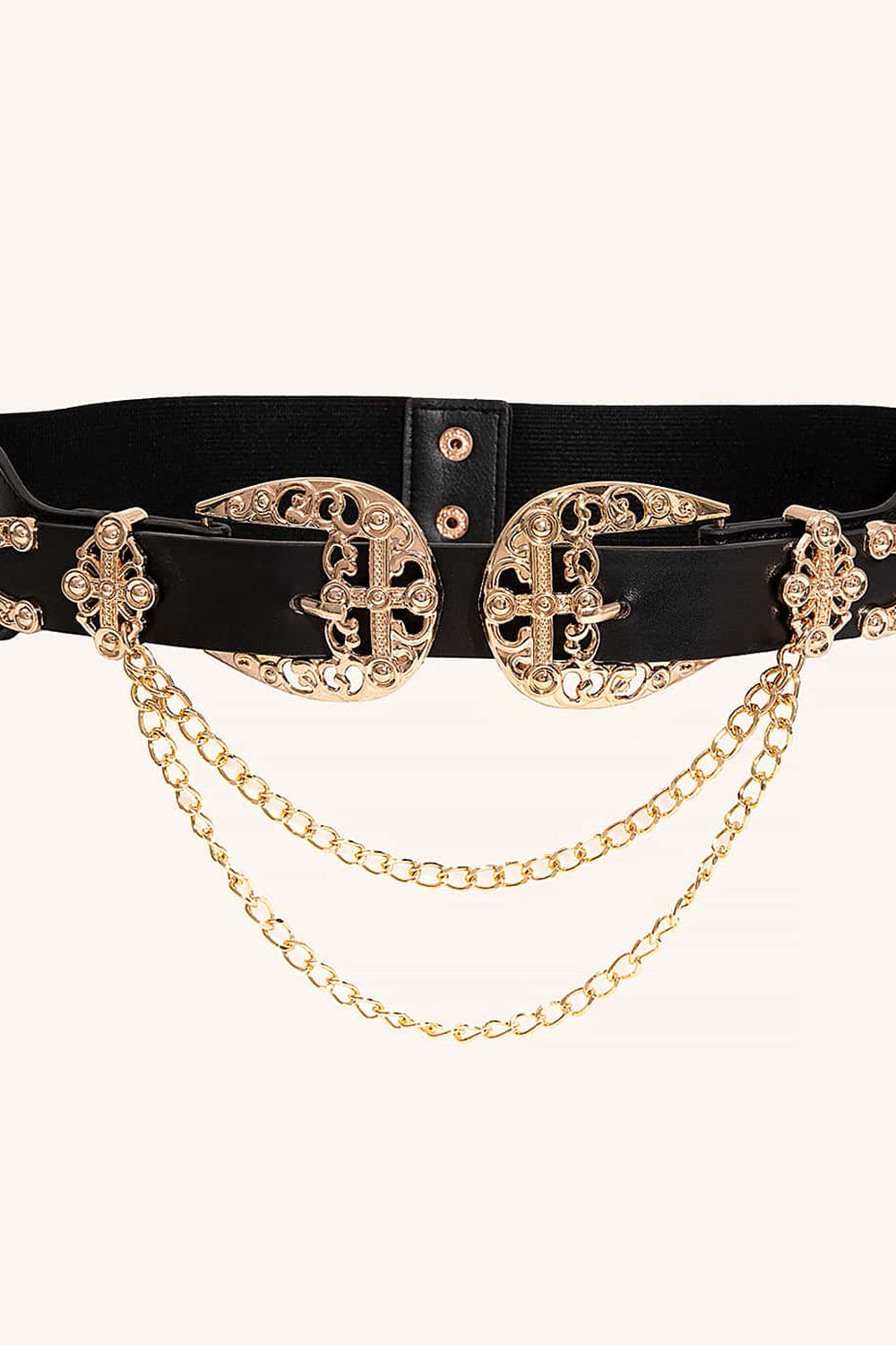 Chain Detail Double Buckle Belt Trendsi