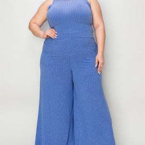 Basic Bae Full Size Ribbed Tank and Wide Leg Pants Set Trendsi