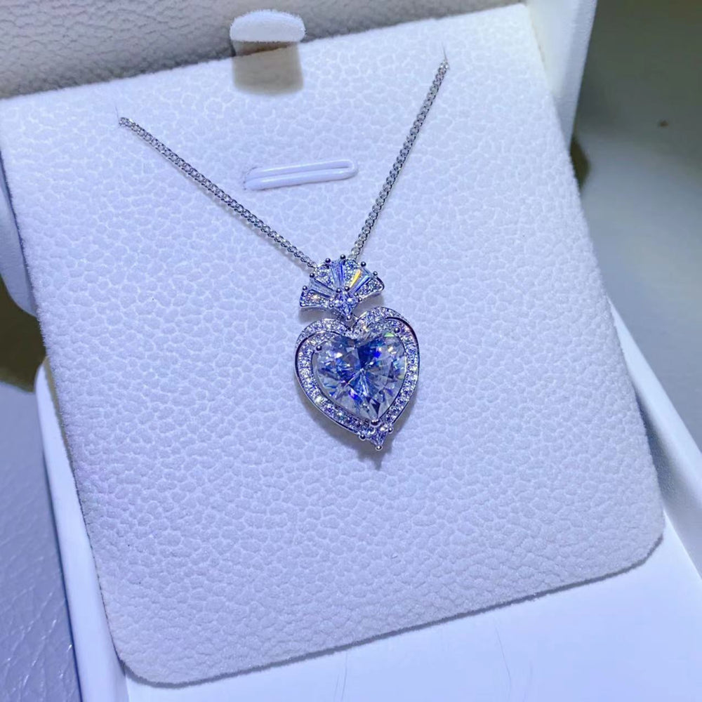 3 Carat Moissanite 925 Sterling Silver Heart Pendant Necklace Trendsi