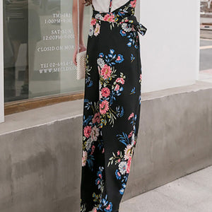 Floral Spaghetti Strap Wide Leg Jumpsuit with Pockets Trendsi