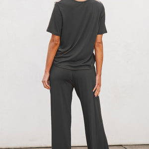 Round Neck Short Sleeve Top and Pants Set Trendsi