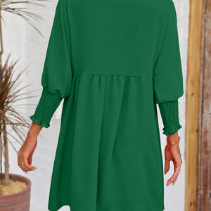 Round Neck Lantern Sleeve Mini Dress Trendsi