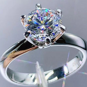 Adored 925 Sterling Silver 3 Carat Moissanite 6-Prong Ring Trendsi