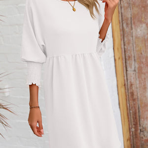 Round Neck Lantern Sleeve Mini Dress Trendsi