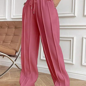 Drawstring Wide Leg Pants with Pockets Trendsi