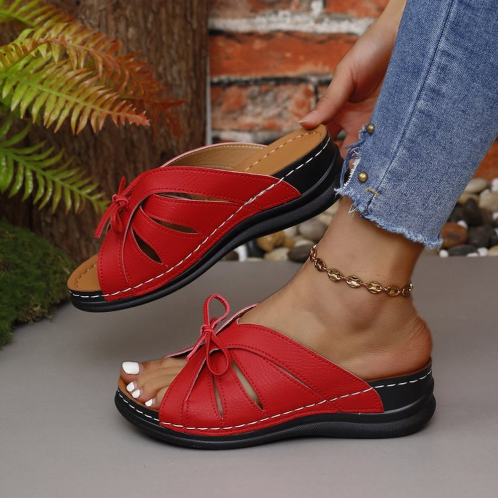 Tied Open Toe Low Heel Sandals Trendsi