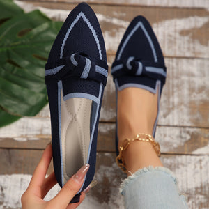 Bow Contrast Trim Point Toe Loafers Trendsi