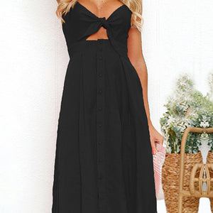 Cutout Smocked Sweetheart Neck Cami Dress Trendsi