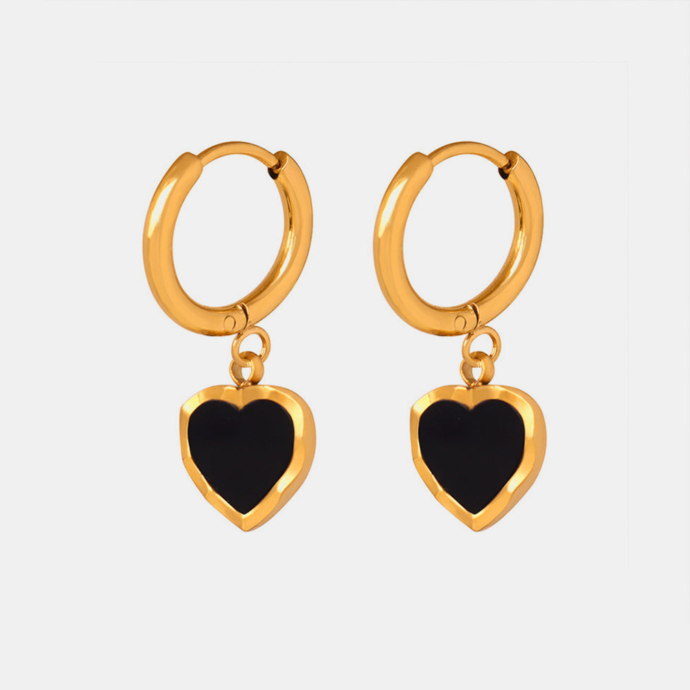 18K Gold-Plated Heart Drop Earrings Trendsi