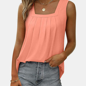 Ruched Square Neck Tank Trendsi