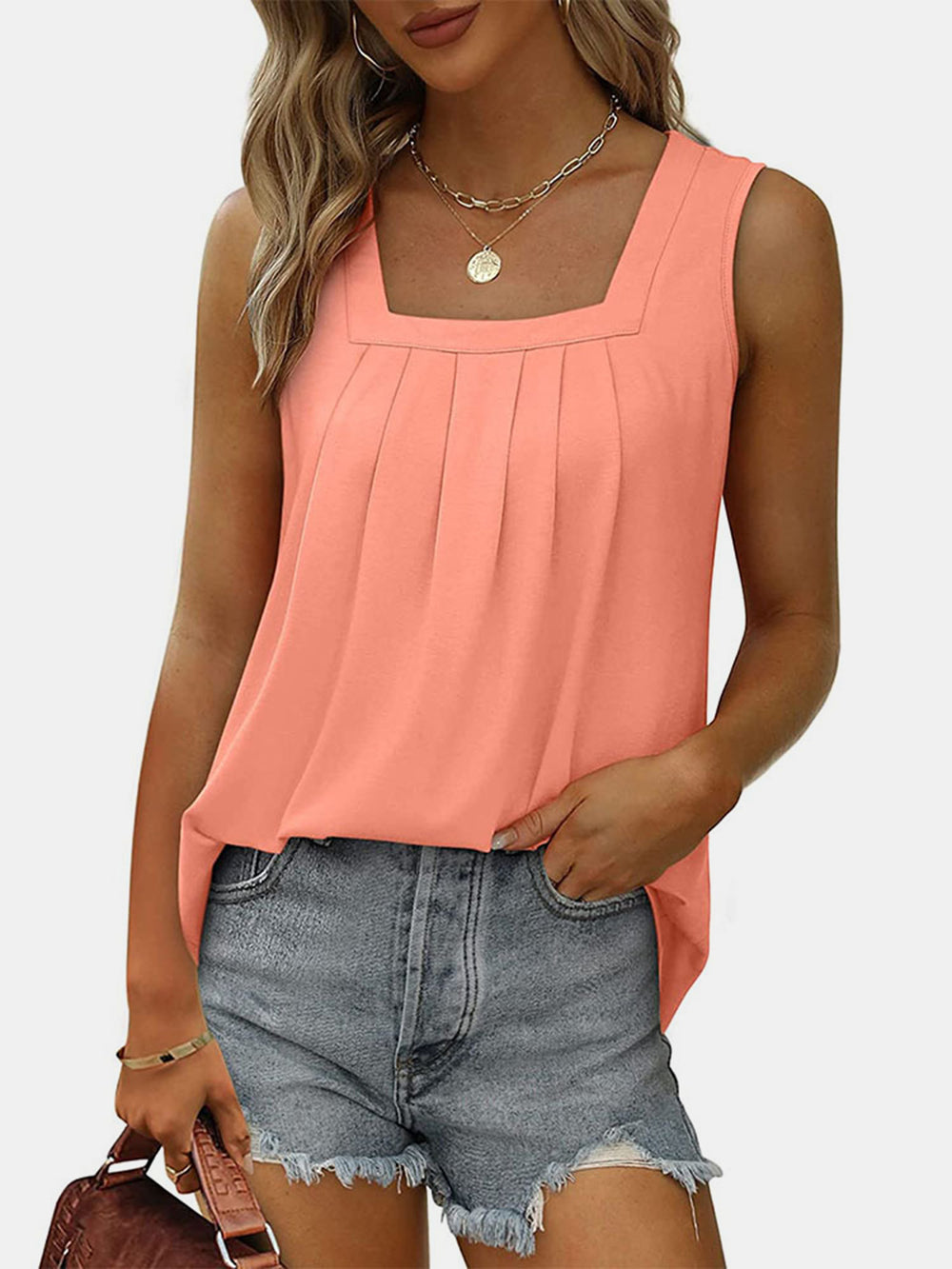 Ruched Square Neck Tank Trendsi