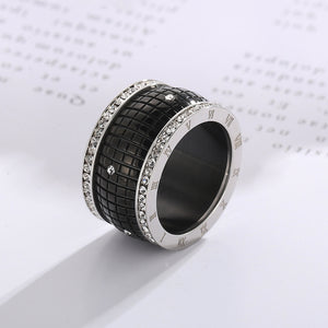 Inlaid Rhinestone Stainless Steel Ring Trendsi