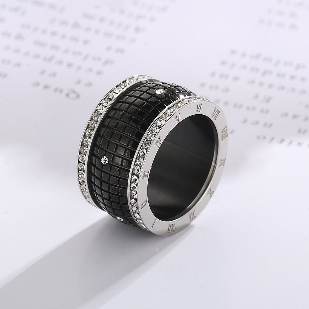 Inlaid Rhinestone Stainless Steel Ring Trendsi