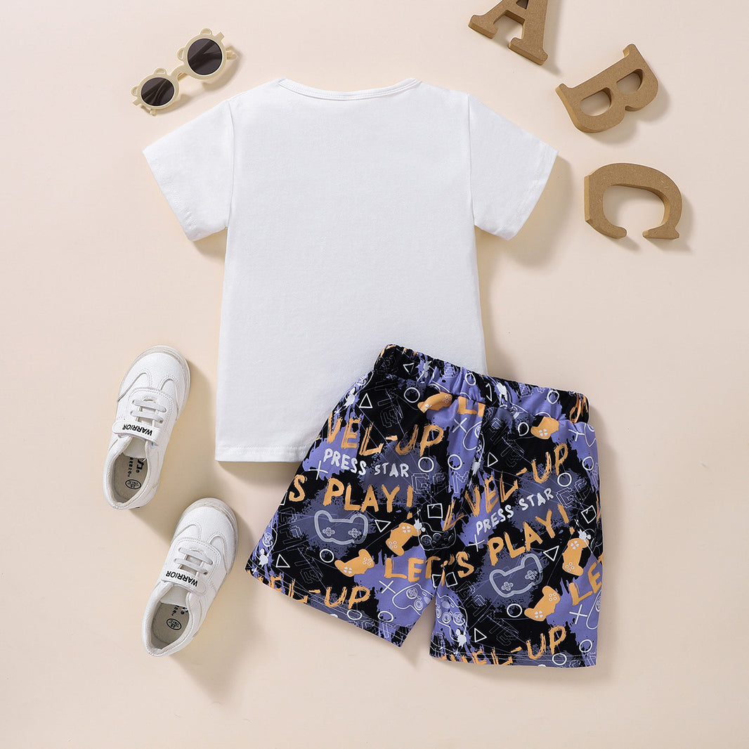 Kids DADDY'S COOL BUDDY Graphic Tee and Printed Shorts Set Trendsi