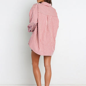 Striped Dropped Shoulder Shirt and Shorts Set Trendsi