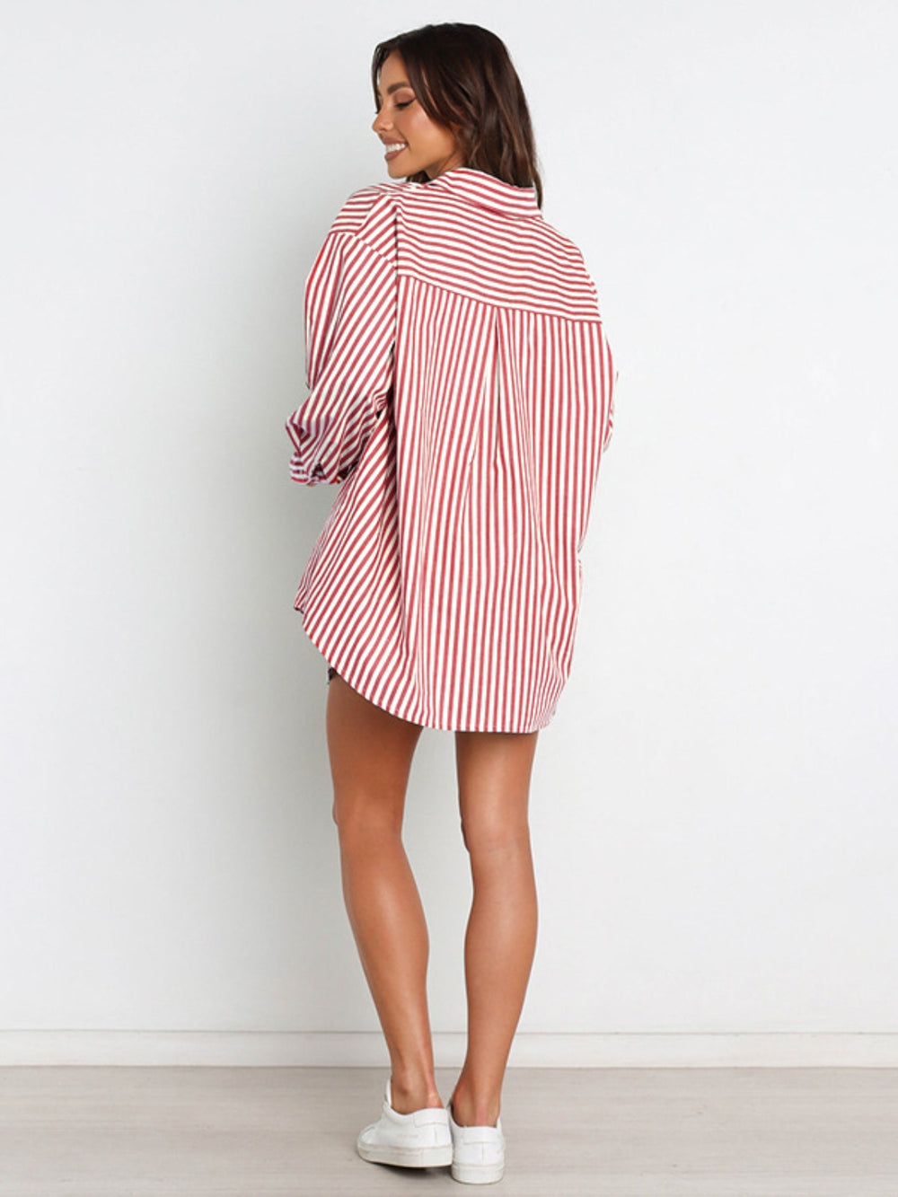 Striped Dropped Shoulder Shirt and Shorts Set Trendsi