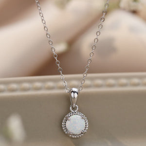 Opal Round Pendant Chain Necklace Trendsi