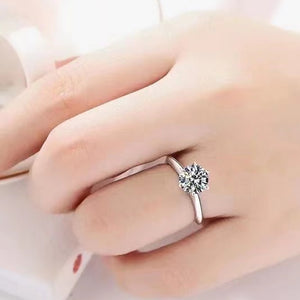 Adored 925 Sterling Silver 3 Carat Moissanite 6-Prong Ring Trendsi