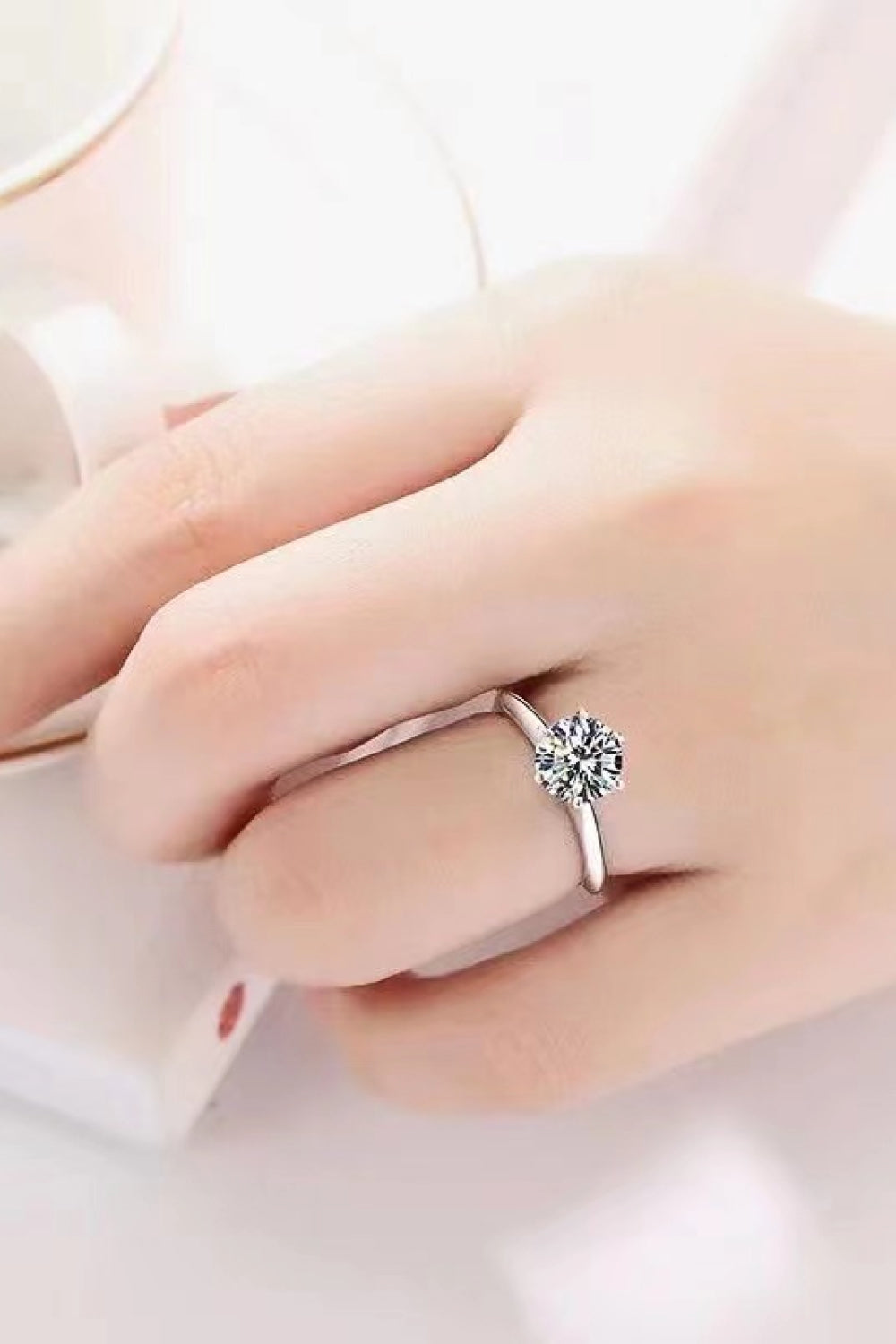 Adored 925 Sterling Silver 3 Carat Moissanite 6-Prong Ring Trendsi