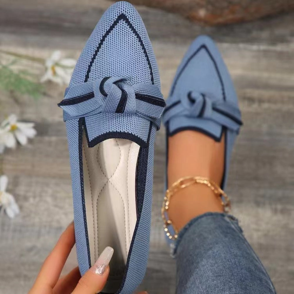 Bow Contrast Trim Point Toe Loafers Trendsi