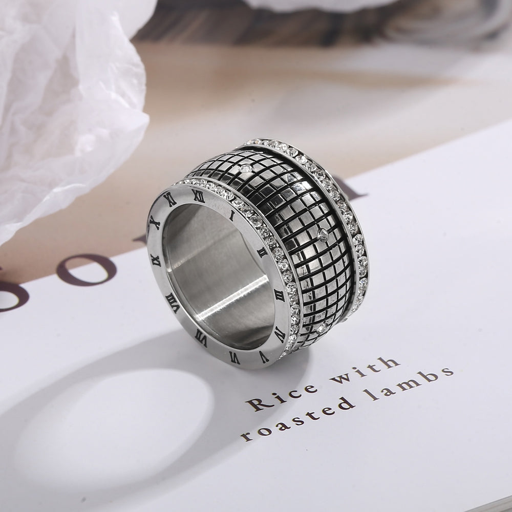 Inlaid Rhinestone Stainless Steel Ring Trendsi