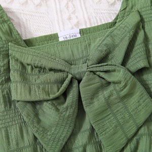 Kids Textured Bow Detail Top and Belted Shorts Set Trendsi