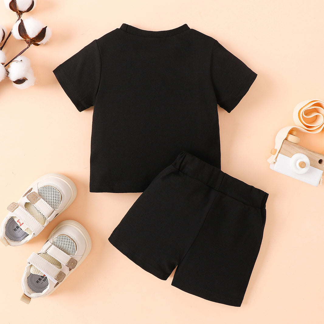 Round Neck Short Sleeve Tee and Shorts Kit Trendsi