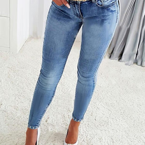 Rhinestone Skinny Jeans with Pockets Trendsi