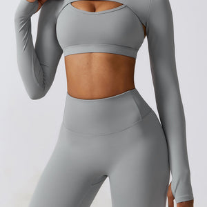 Cropped Cutout Long Sleeve Sports Top Trendsi