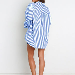 Striped Dropped Shoulder Shirt and Shorts Set Trendsi