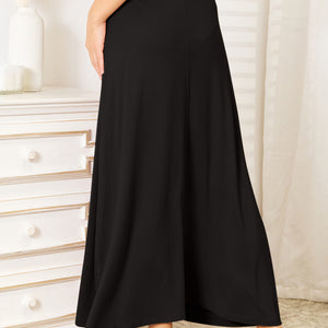 Double Take Full Size Soft Rayon Drawstring Waist Maxi Skirt Trendsi