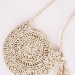 Tassel Straw Braided Strap Shoulder Bag Trendsi