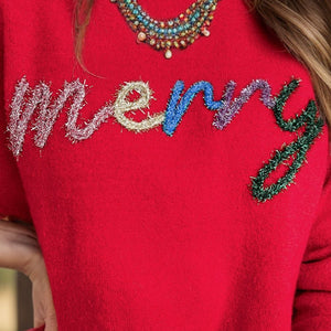 MERRY Round Neck Long Sleeve Sweater Trendsi