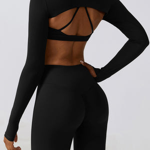 Cropped Cutout Long Sleeve Sports Top Trendsi