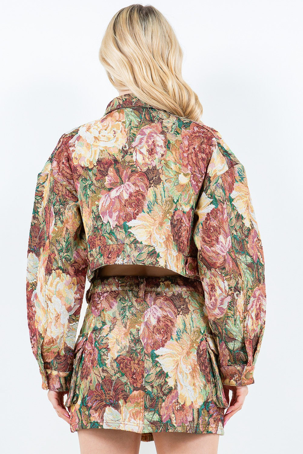 American Bazi Jacquard Cargo Cropped Jacket Trendsi