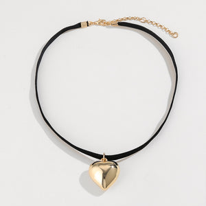 Heart Pendant Velvet Rope Choker Necklace Trendsi