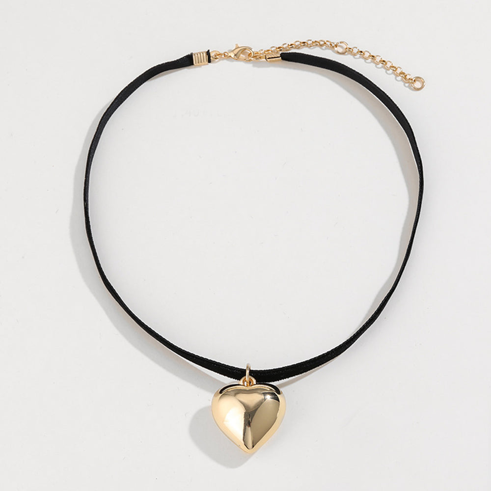 Heart Pendant Velvet Rope Choker Necklace Trendsi