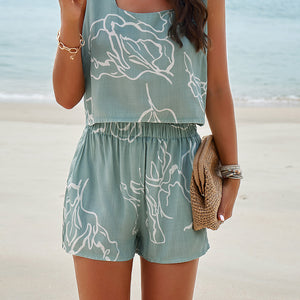 Printed Cropped Tank and Shorts Set Trendsi