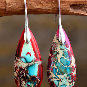 Handmade Teardrop Shape Natural Stone Dangle Earrings Trendsi