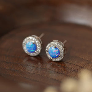 Opal 4-Prong Round Stud Earrings Trendsi