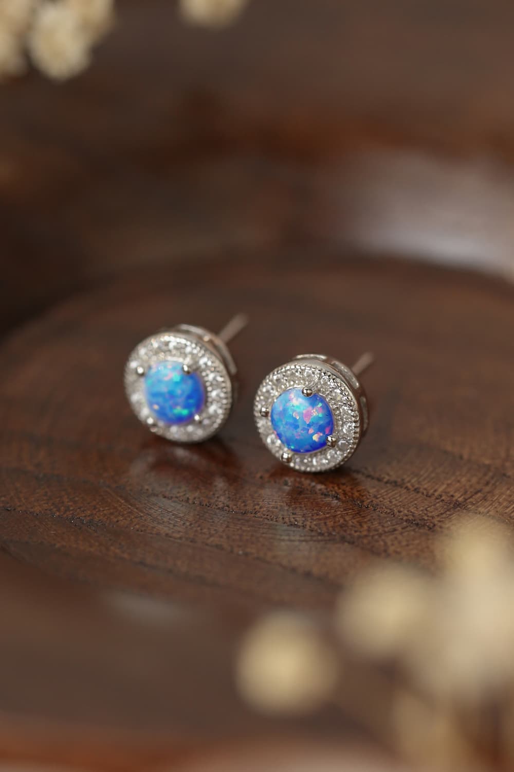 Opal 4-Prong Round Stud Earrings Trendsi