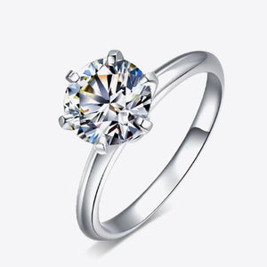 Adored 925 Sterling Silver 3 Carat Moissanite 6-Prong Ring Trendsi