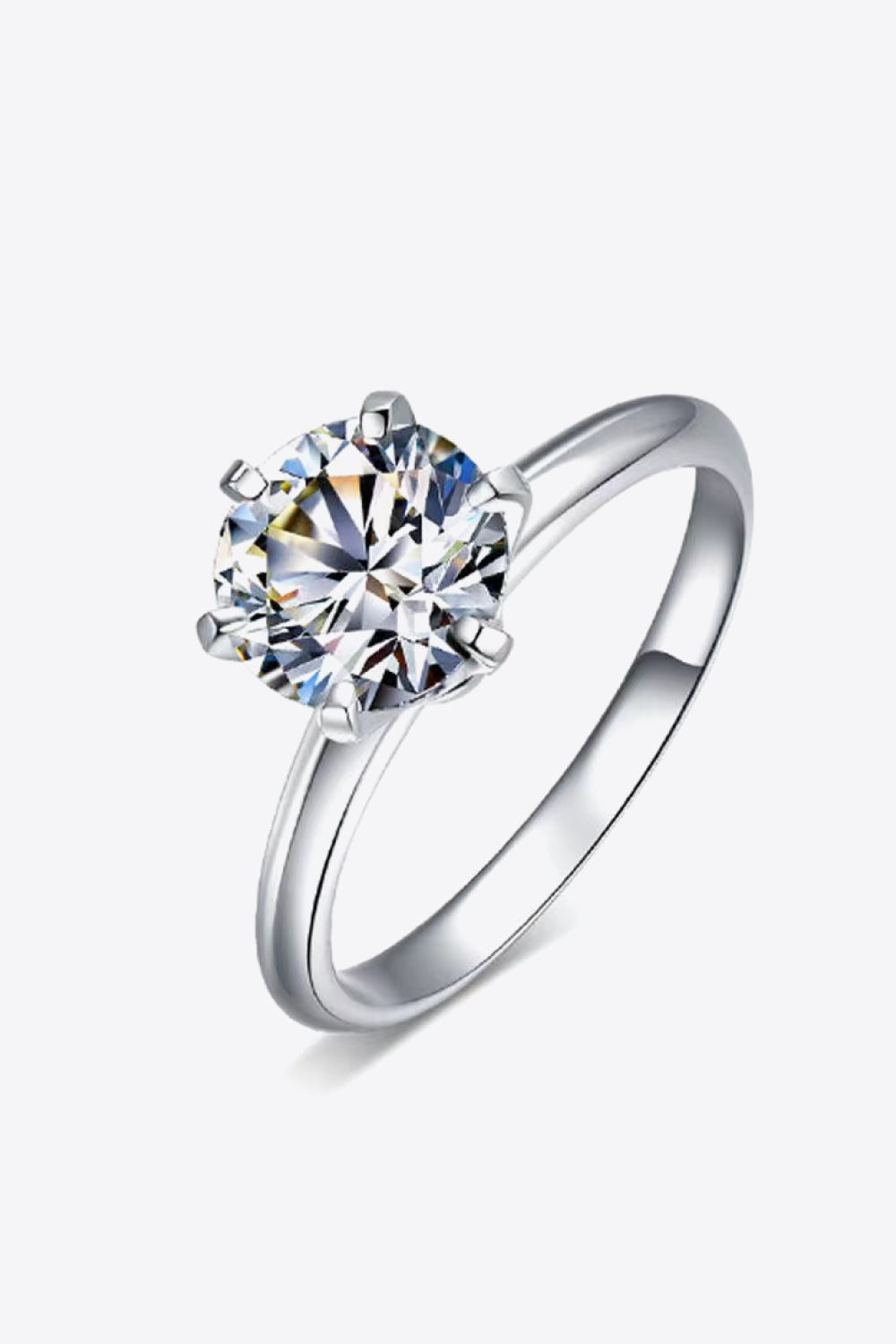 Adored 925 Sterling Silver 3 Carat Moissanite 6-Prong Ring Trendsi