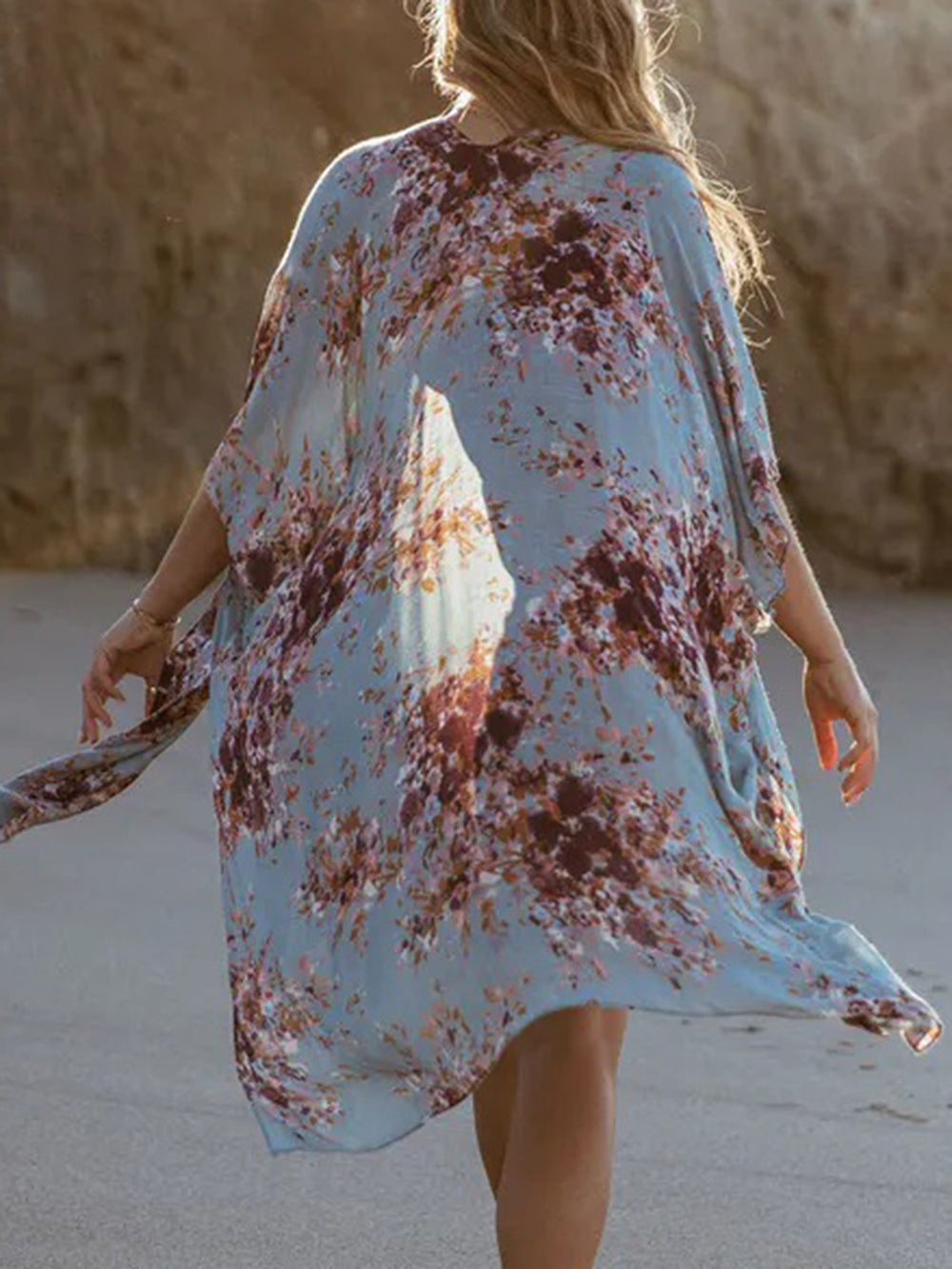 Printed Open Front Cover-Up Trendsi