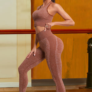 Ribbed Sports Tank and Leggings Set Trendsi