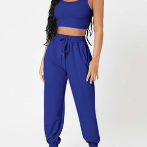 Wide Strap Top and Drawstring Joggers Set Trendsi