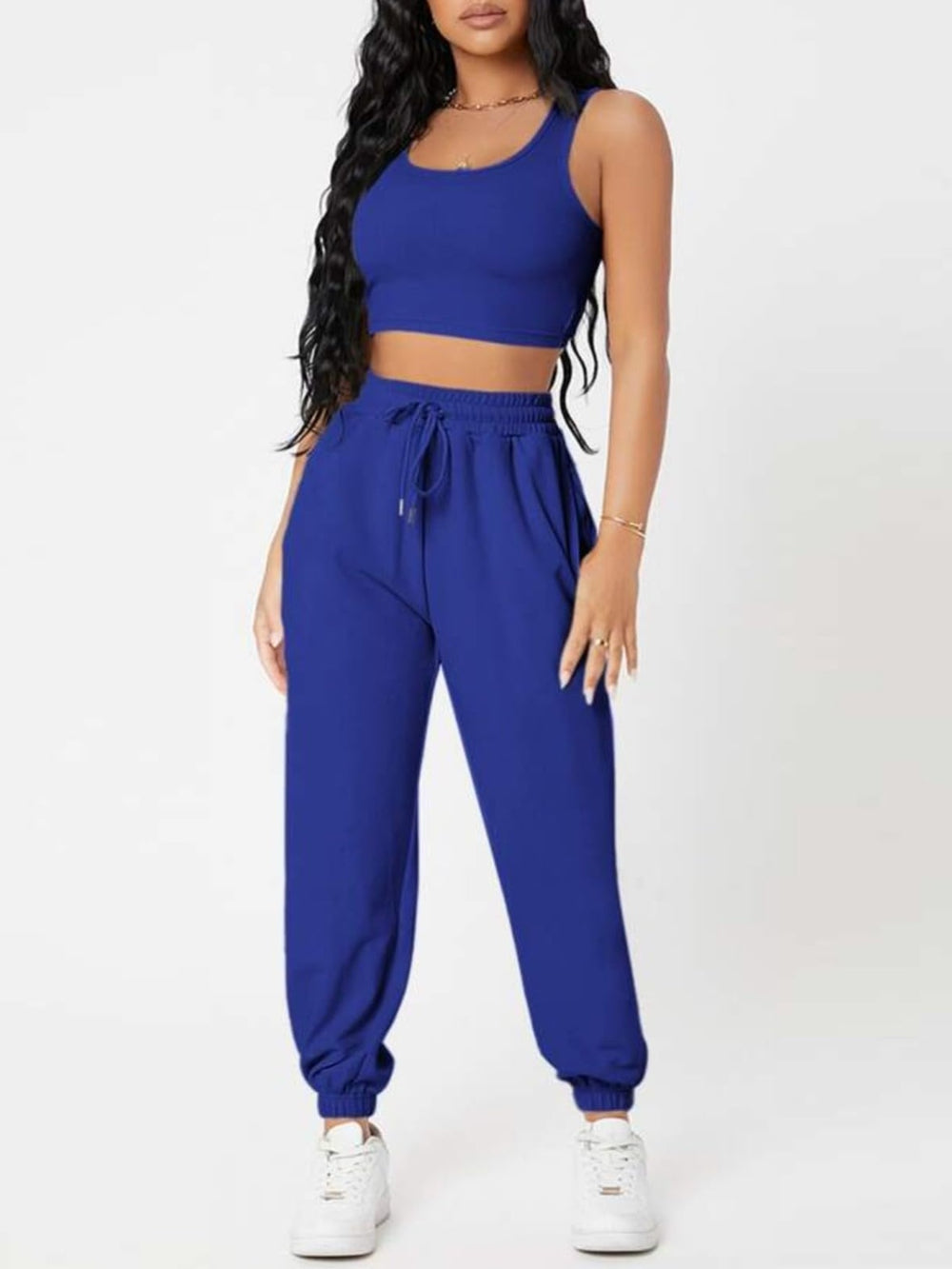 Wide Strap Top and Drawstring Joggers Set Trendsi