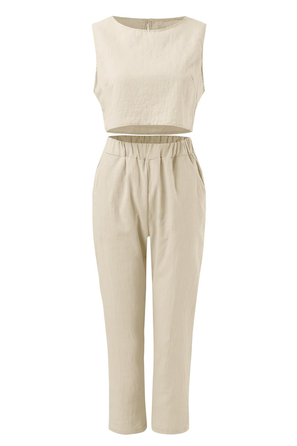 Round Neck Top and Pants Set Trendsi