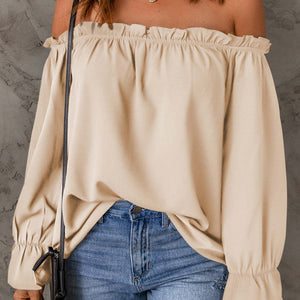 Off-Shoulder Flounce Sleeve Blouse Trendsi