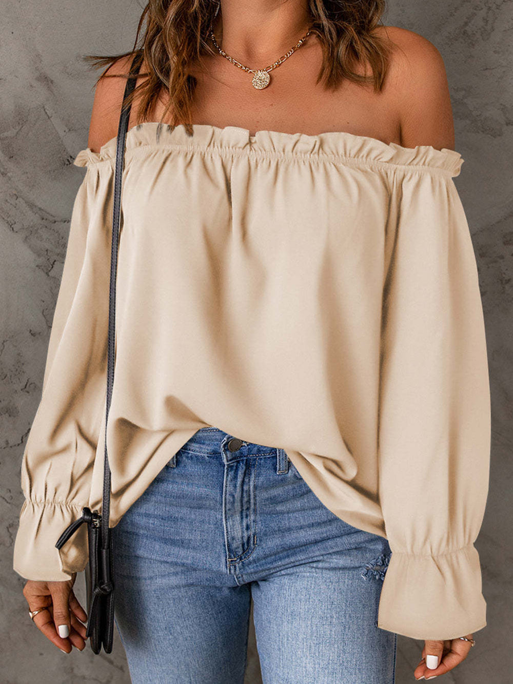 Off-Shoulder Flounce Sleeve Blouse Trendsi